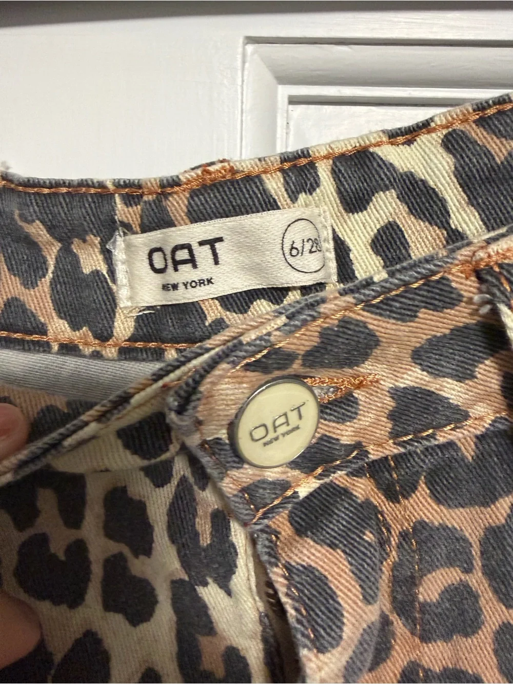 Oat New York Leopard Print Denim Shorts - NWOT